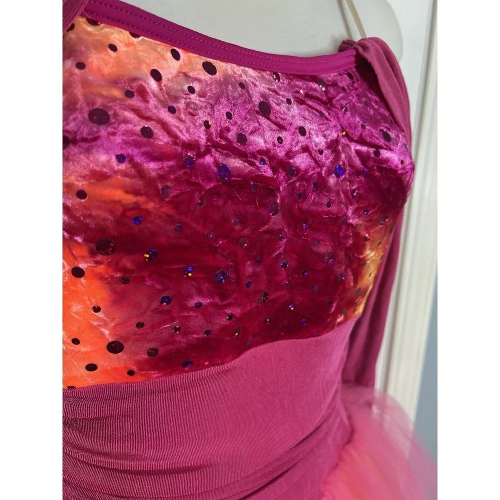 Weissman Tutu Dress Dance Costume Size Child Large Ombre Pink Orange Shimmer